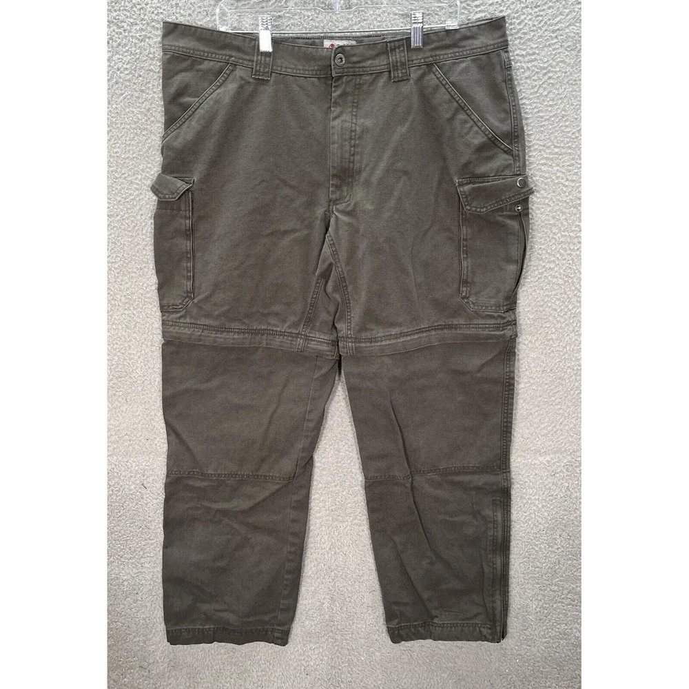 Guide Series Pants Mens 40x32 Gray Canvas Convertible Cargo Double Knee Outdoors
